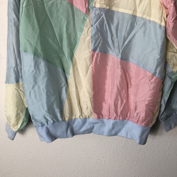 VINTAGE Blair SILk pastel patchwork jacket Small trendy 90s - Picture 9 of 10